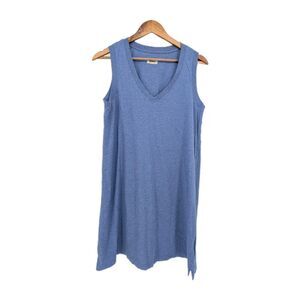 Pact tank dress v-neck organic cotton cornflower blue women's sleeveless medium